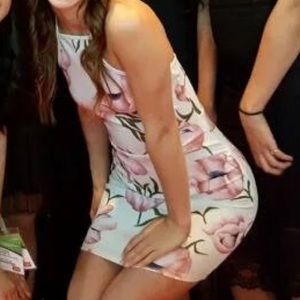 High Neck Cocktail Dress w/ Floral design